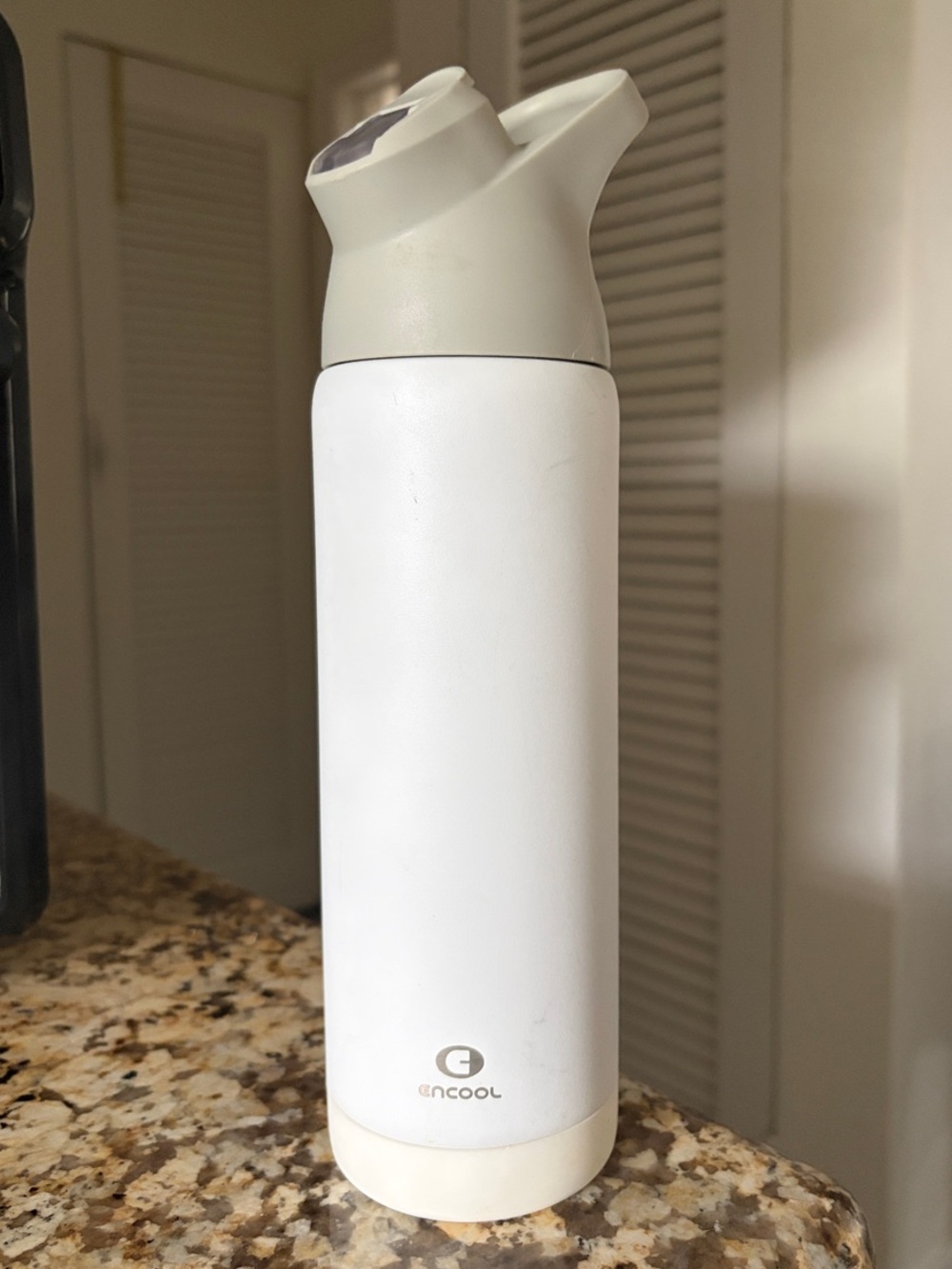 White Insulated Water Bottle with Flip Spout